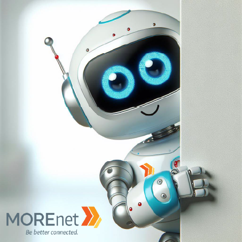 Header graphic of a robot peeking around a door. MOREnet logo is in the bottom, left corner